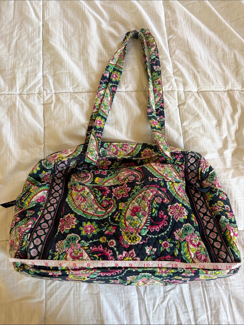 Vera Bradley Navy Quilted Black Paisley Diaper Bag with Changing Mat